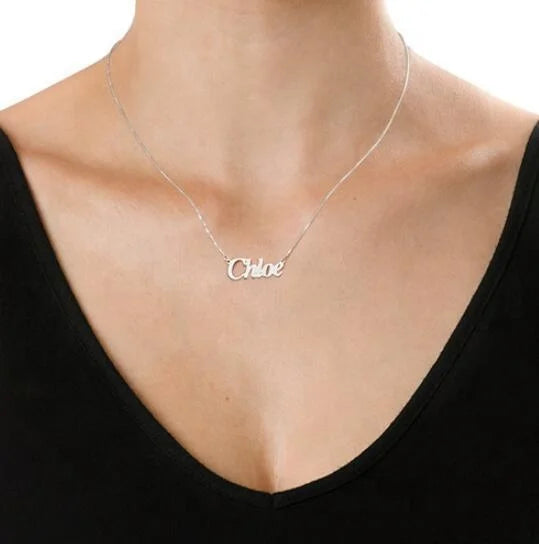 Xuping Necklace Personalised Gold Copper Alloy Ladies Jewelry Small Signature Cursive Classic Customized Name Necklace Women