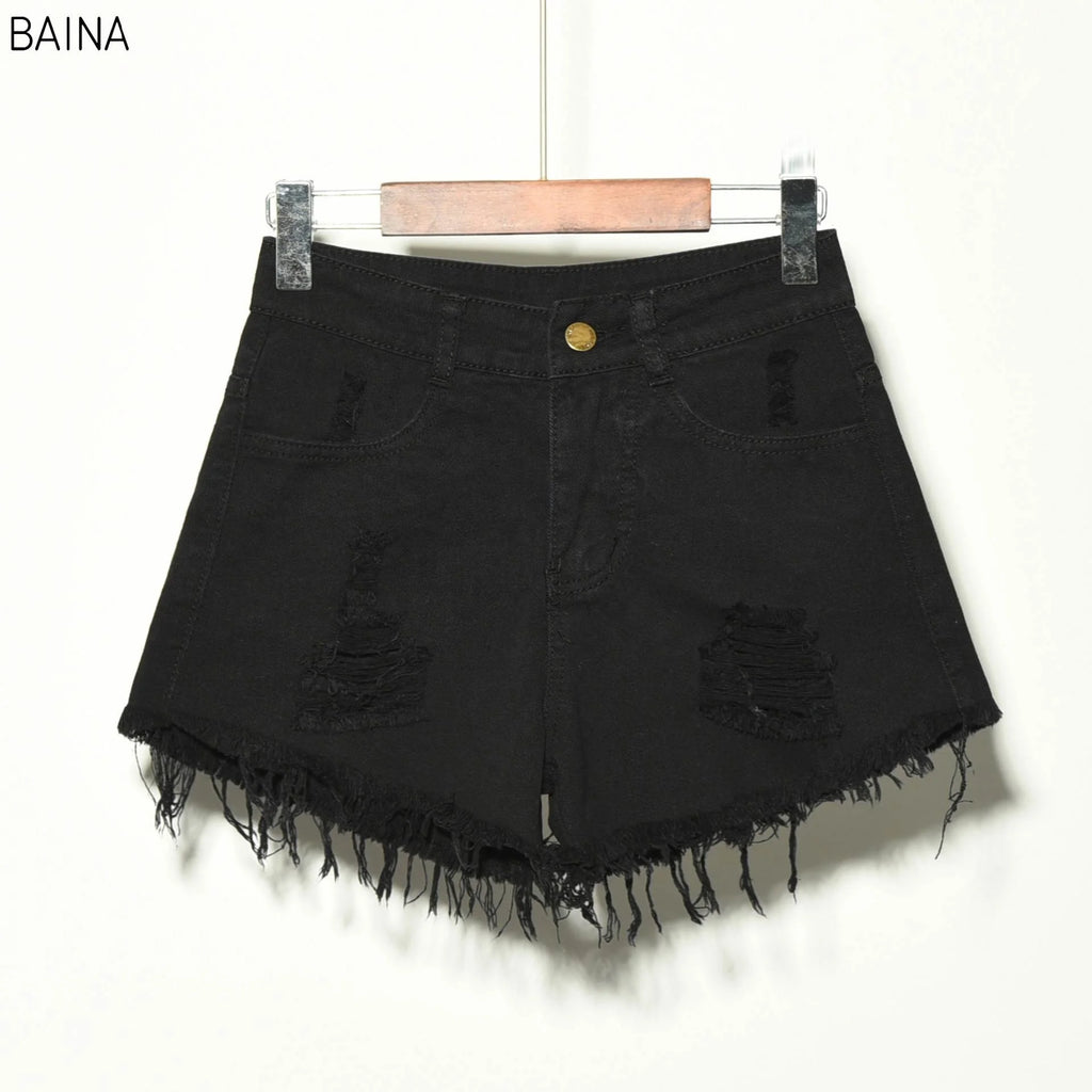 Wholesale  Stretch Women Ripped Denim Elastic Summer Plus Large Size Girls Lady Jean Jeans Shorts