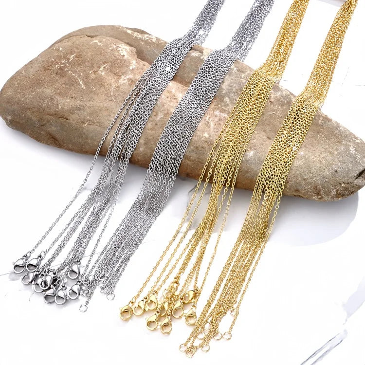 10pcs/bag 304 Stainless Steel Gold and Silver Color Classical Chain Necklace DIY Pendant Jewelry Necklace for Women and Men