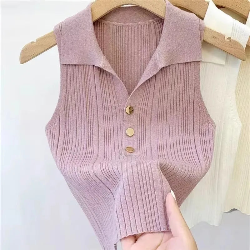LHY Summer Knitted Vest Custom Tank Vest Slim Fit Hollow Lounge Mesh Camisole 2025 Fashion Basewear Wholesale Ribbed Crop OEM