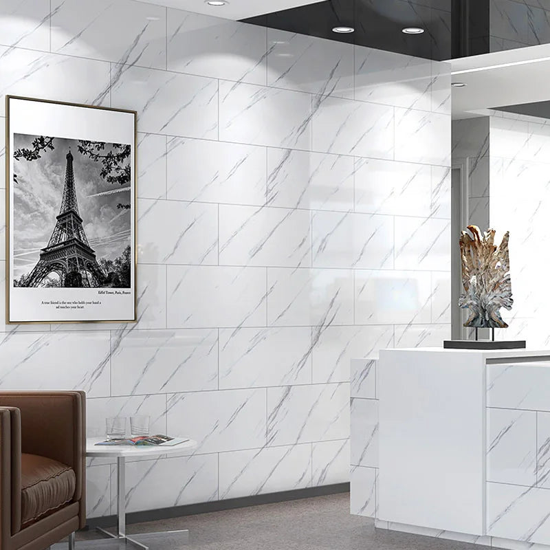 Modern High Glossy PVC Wall Panels Marble Look Eco-Friendly Non-Toxic Soundproof Geometric Waterproof Entertainment Living Room