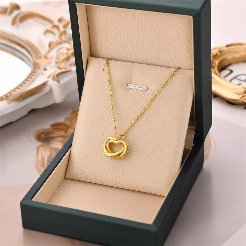 Hot Selling Waterproof 18k Gold Plated Stainless Steel Necklace Zircon Cross Heart Butterfly Letter Pendant Necklace for Women