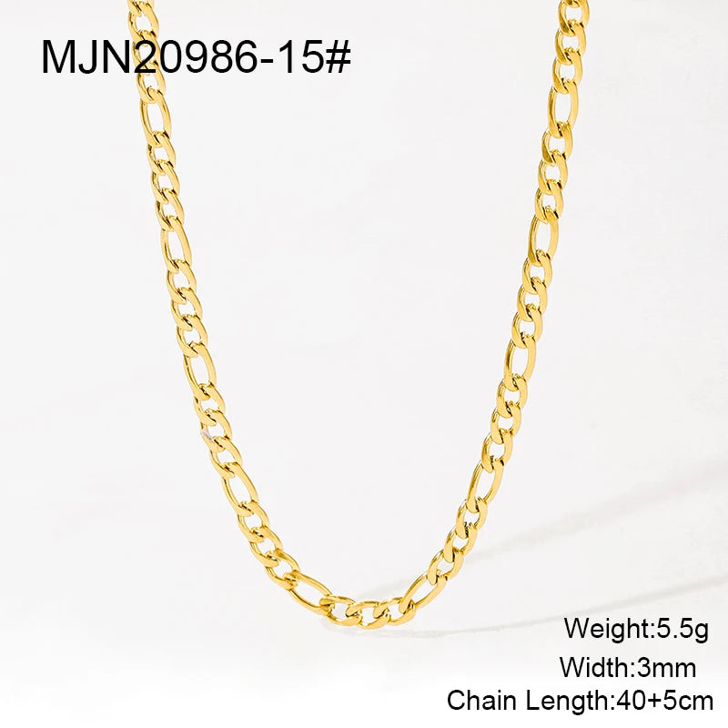 Waterproof PVD 18K Gold Plated Stainless Steel Cross Snake Bone Twist Box Chains Choker Chain Necklaces for Jewelry Making