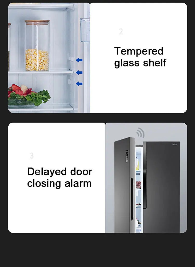 608L Double Door Refrigerator Retro Home Kitchen Double Door Small Appliances Cute European and Red and Black Refrigerator