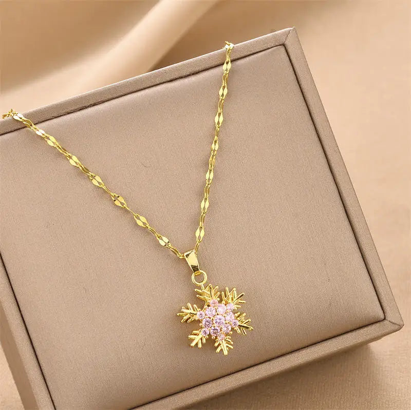 Hot Selling Waterproof 18k Gold Plated Stainless Steel Necklace Zircon Cross Heart Butterfly Letter Pendant Necklace for Women