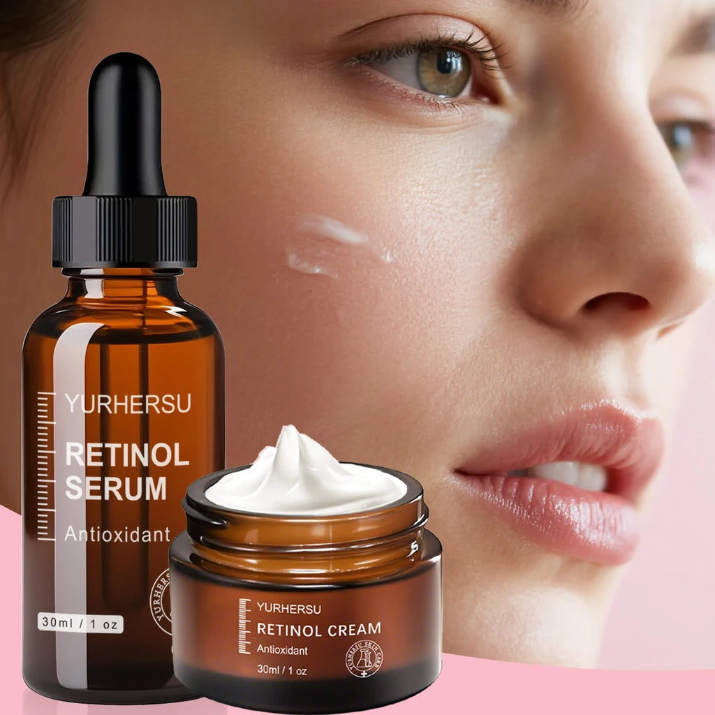 Retinol Skincare Set Anti-Aging Kit with Cream Serum Eye Cream Anti-Wrinkle Cleanser Serum Moisturizer