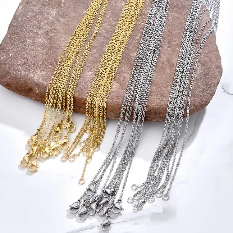 10pcs/bag 304 Stainless Steel Gold and Silver Color Classical Chain Necklace DIY Pendant Jewelry Necklace for Women and Men