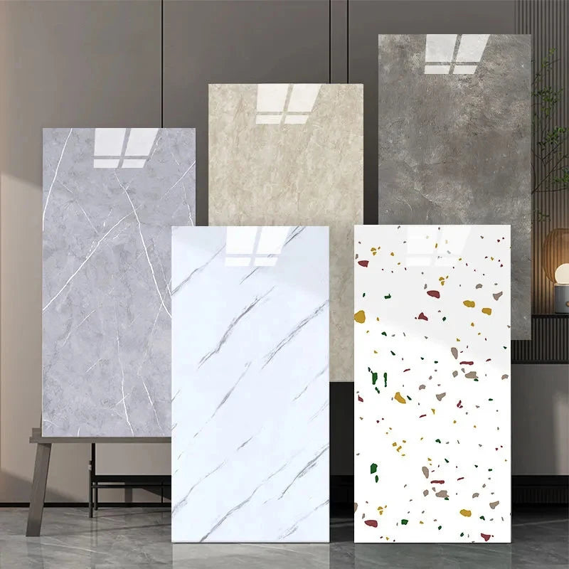 Modern High Glossy PVC Wall Panels Marble Look Eco-Friendly Non-Toxic Soundproof Geometric Waterproof Entertainment Living Room