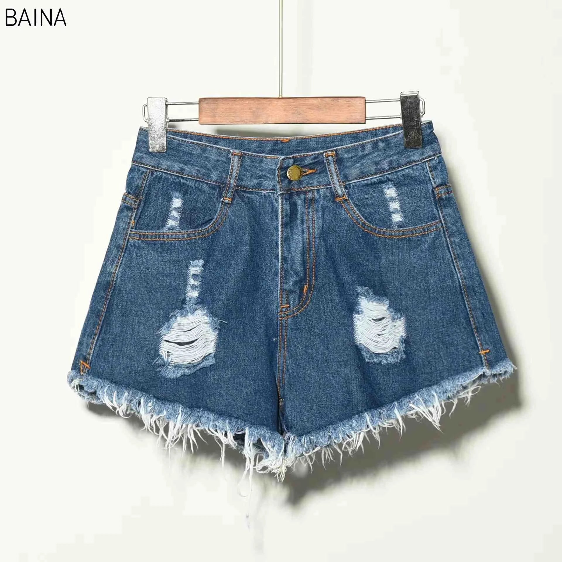 Wholesale  Stretch Women Ripped Denim Elastic Summer Plus Large Size Girls Lady Jean Jeans Shorts