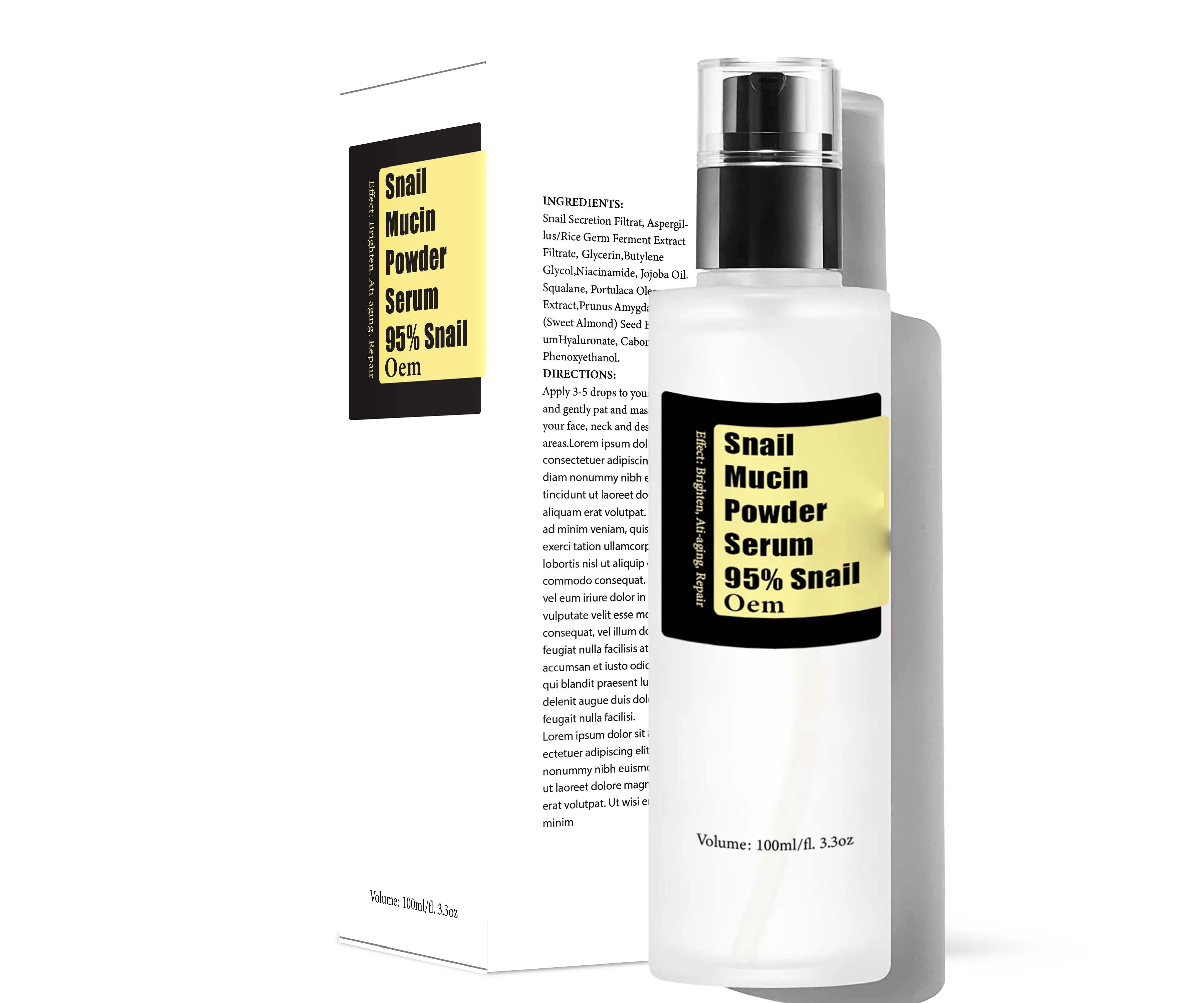 Nice Quality Natural Vegan Repair Snail Serum Daily Repair Face Moisture Snail Mucin Skincare Set