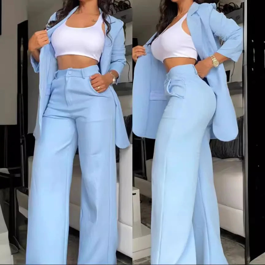 Elegant Pink Button Business Suit Set Women Formal Blazer and Pants Set Office Lady 2 Piece Outfit  Anti-pilling Women Sets
