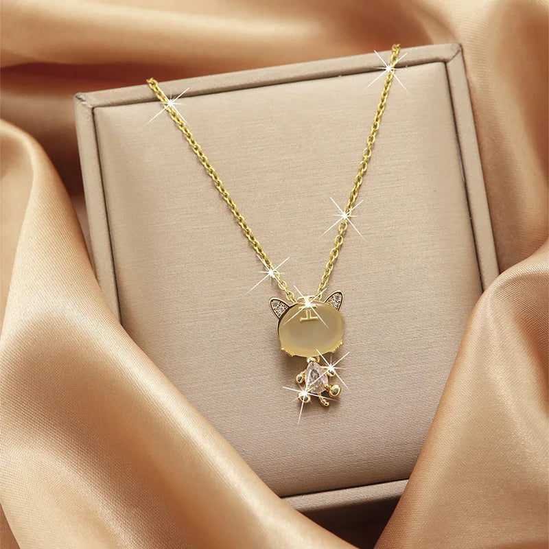 Trendy Jewelry Design 18k Gold Plated Necklace Stainless Steel Heart Butterfly Leaf Zircon Pendant Necklace Set for Women