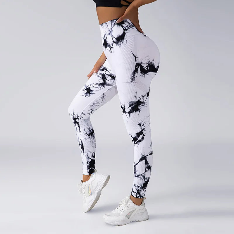 YIYI New Tie Dye Seamless High Waisted Workout Gym Fitness Leggings for Women Scrunch Butt Lifting Yoga Gym Athletic Pants