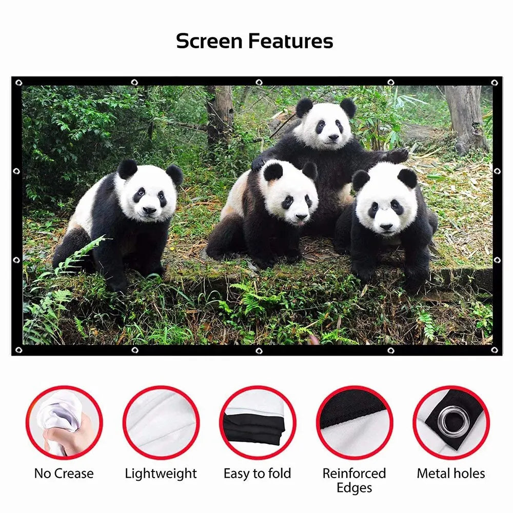 60 100 120 150Inch Simple Foldable Projector Screen 16:9 Outdoor 4K Full HD Projection Screen Curtain for Home Theater for HY300