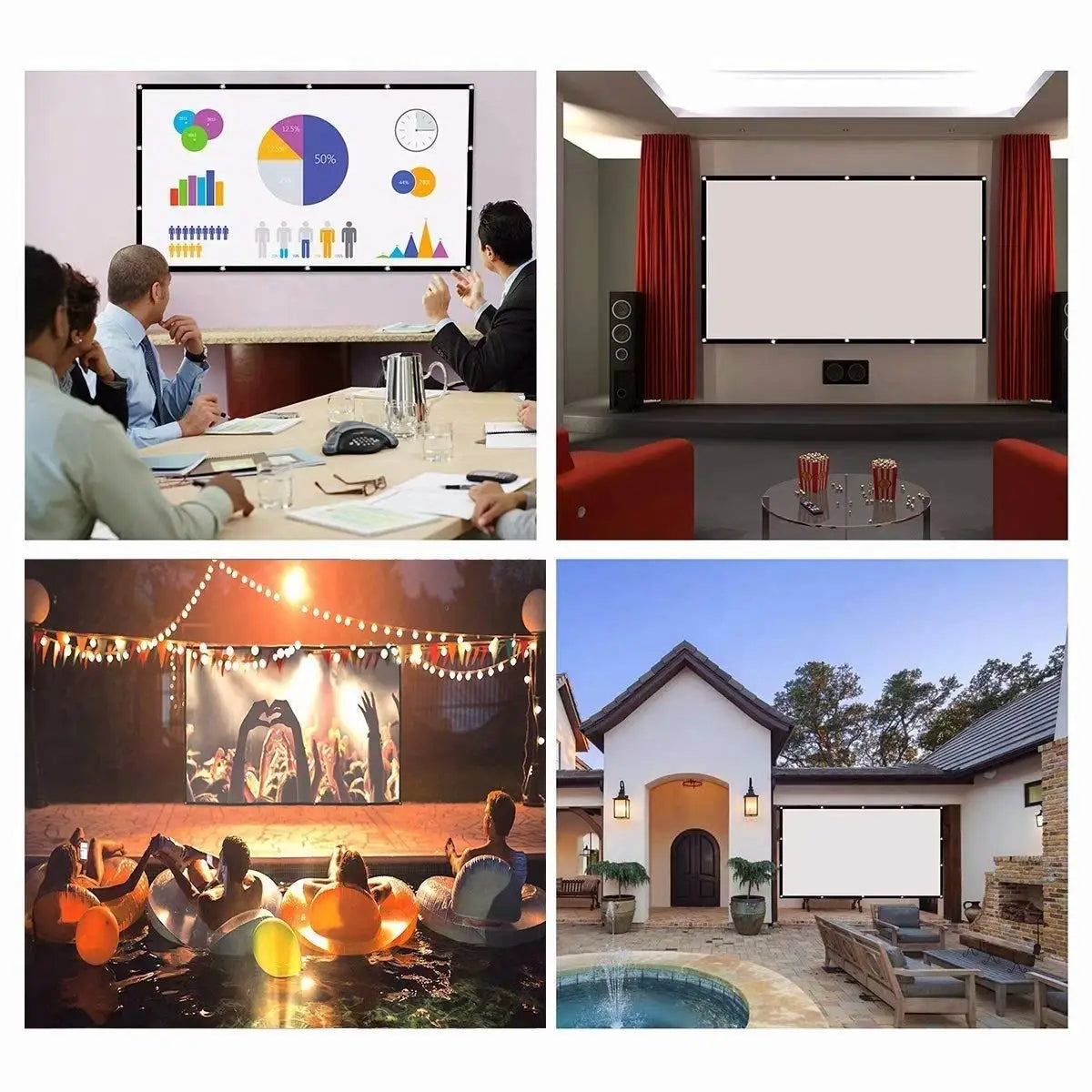 60 100 120 150Inch Simple Foldable Projector Screen 16:9 Outdoor 4K Full HD Projection Screen Curtain for Home Theater for HY300